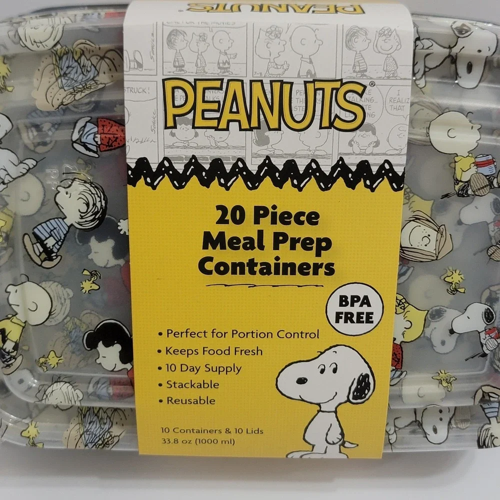 NEW Peanuts SNOOPY Charlie Brown 20 Piece Meal Prep Food Storage Containers